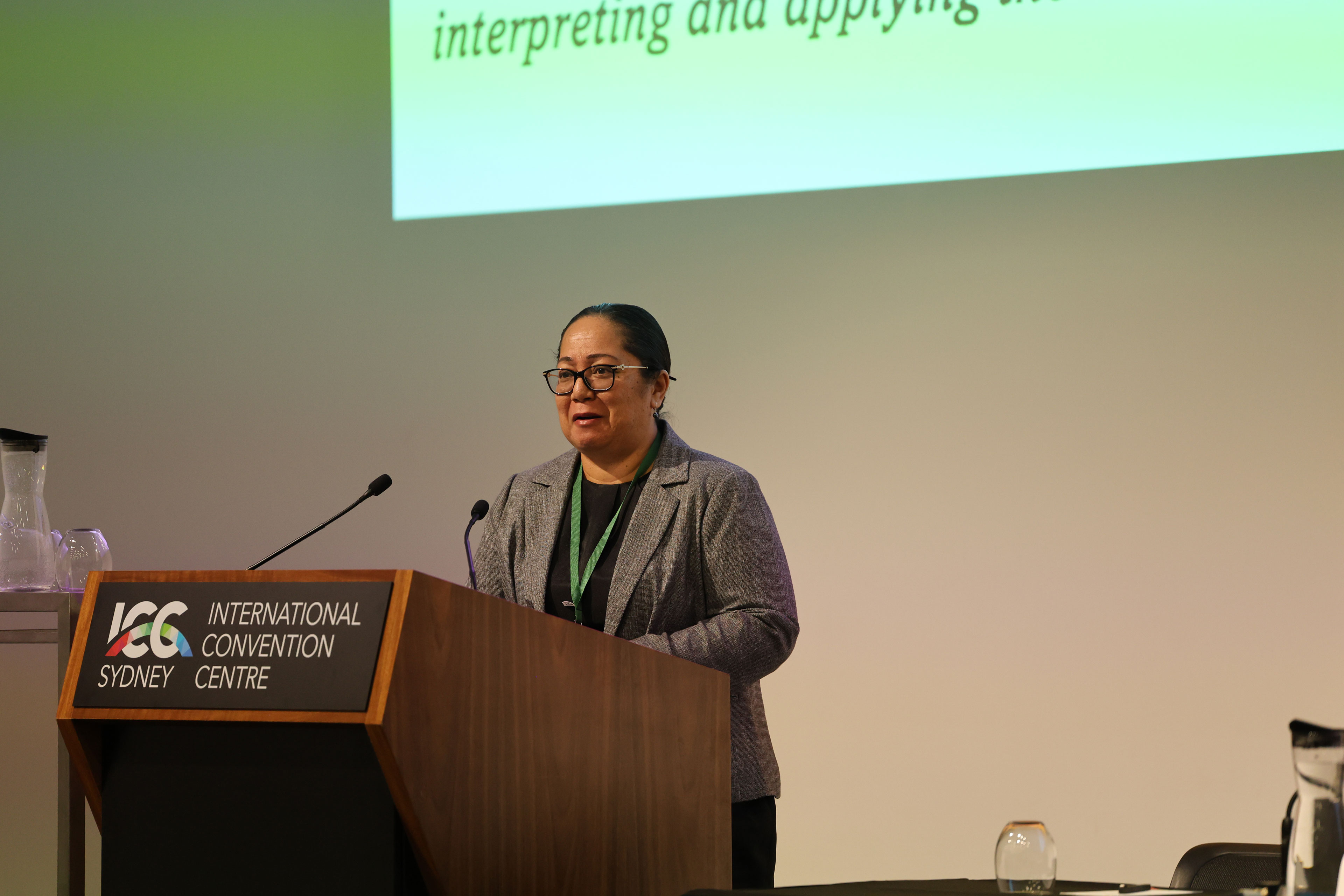SOCATT Sydney 2024 delegate Gloria Pole’o, Chief Clerk, Legislative Assembly of Tonga addressing attendees